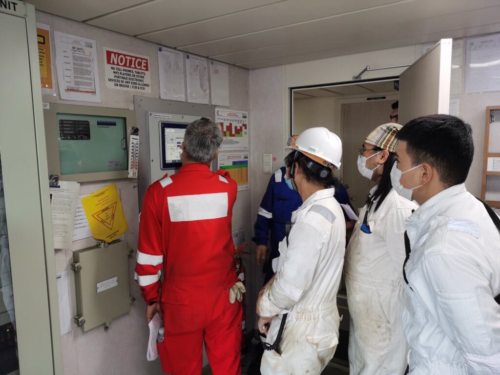 Crew being trained on the Alfa Laval BWTS system