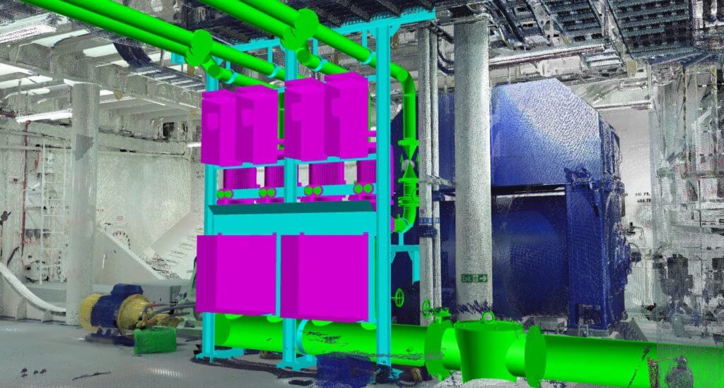 Main Engine Cooling system modeled over 3D Scan output