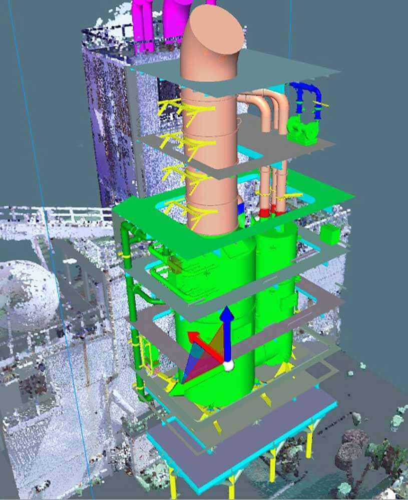 3D scrubber model of Kwang Sung scrubber overlaid on 3D scan data