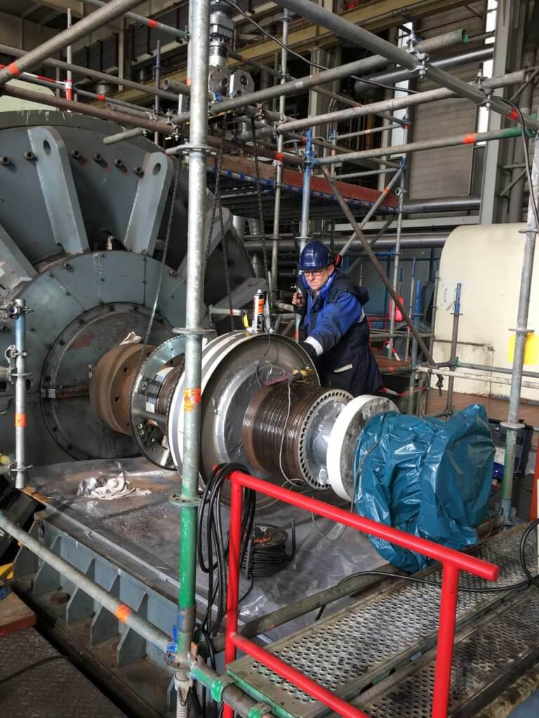 Machining the worn slip rings turbine generator