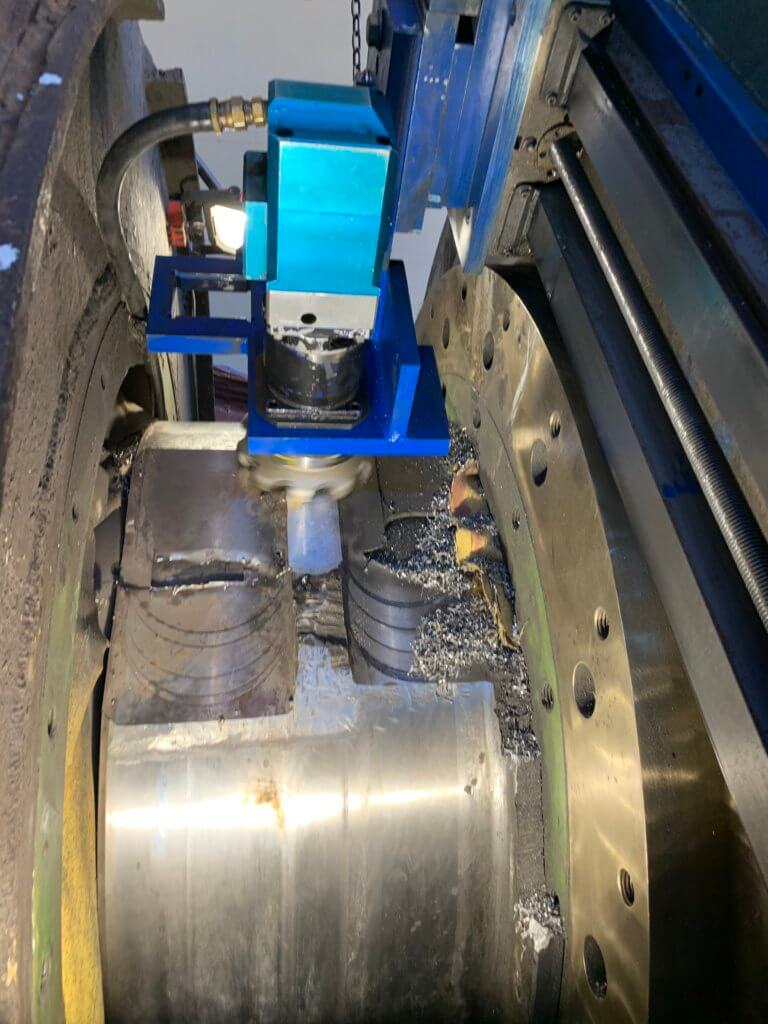 In-place milling of shaft seal liner for USNS Red Cloud