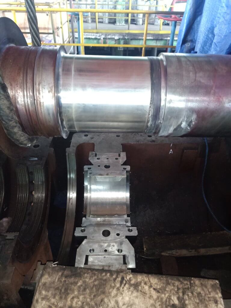 Turbine rotor shaft journal after in-place machining by Goltens
