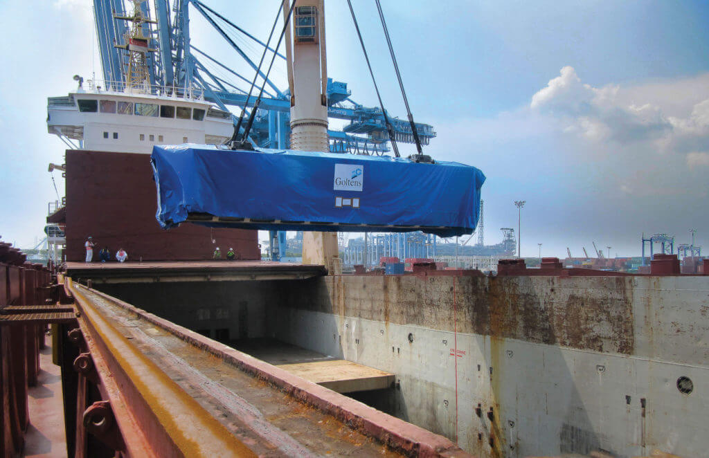 Engine block being loaded for the shipment to Bangladesh