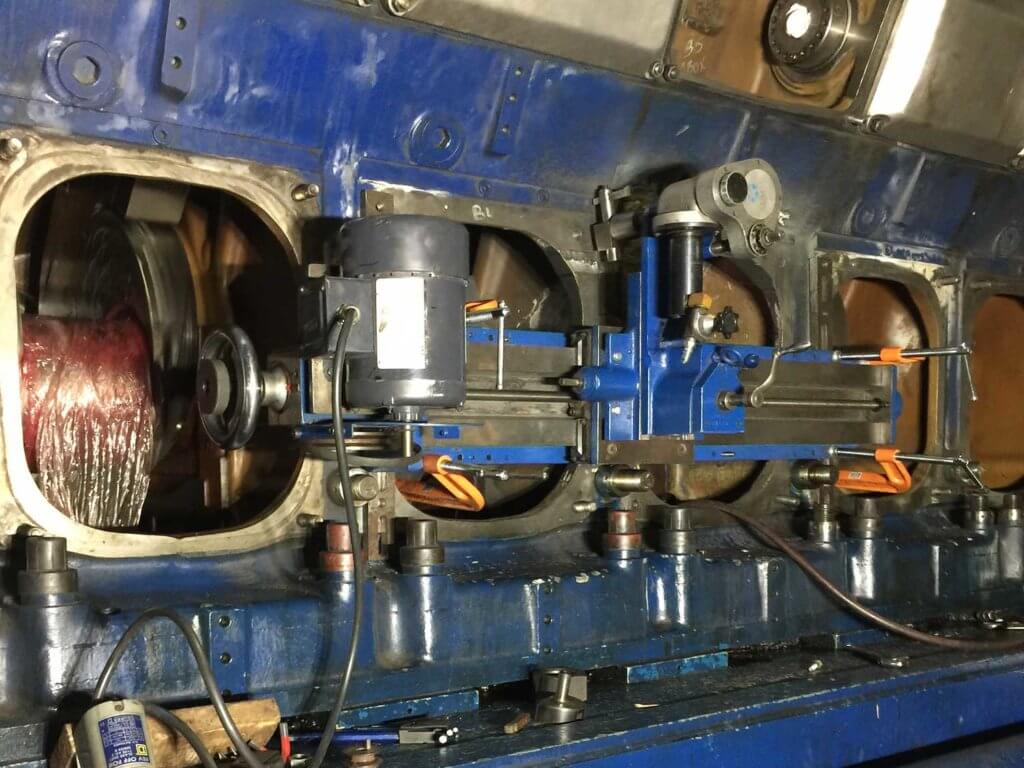 Engine block repair - Metal Stitching Wartsila 18V32LN