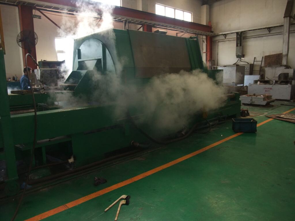 AFT stern tube bearing on the centrifugal machine being cooled by water after remetalling the bearing