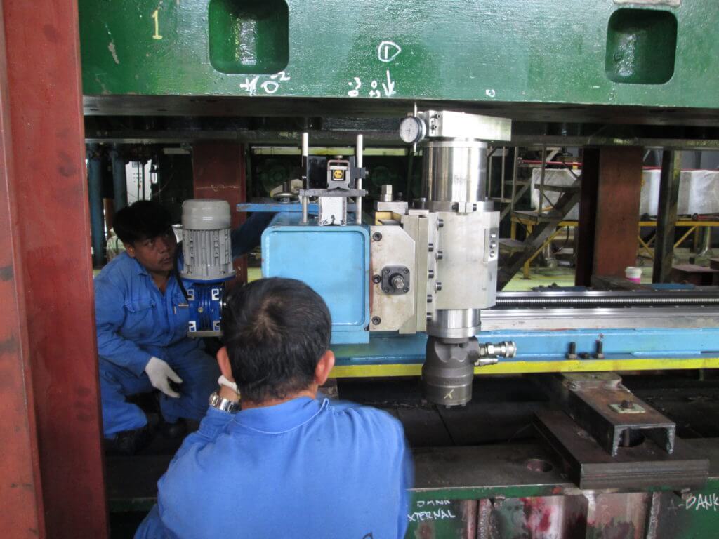 preparing to machine the lower block surface