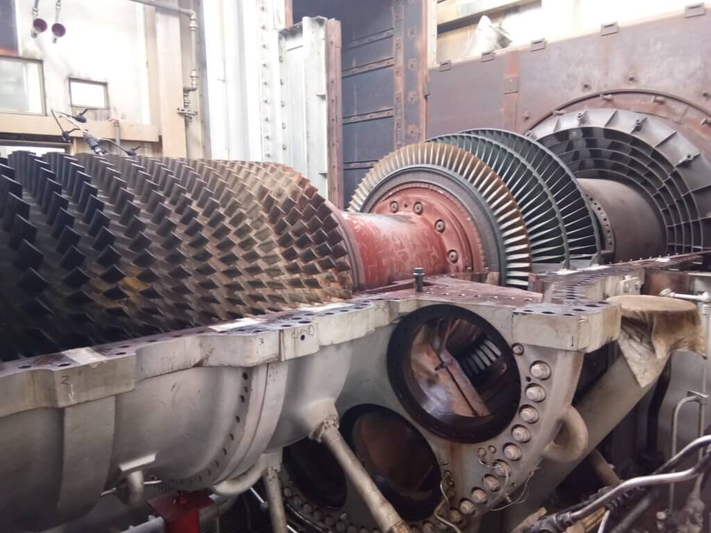 GE Frame 6 turbine casing removed