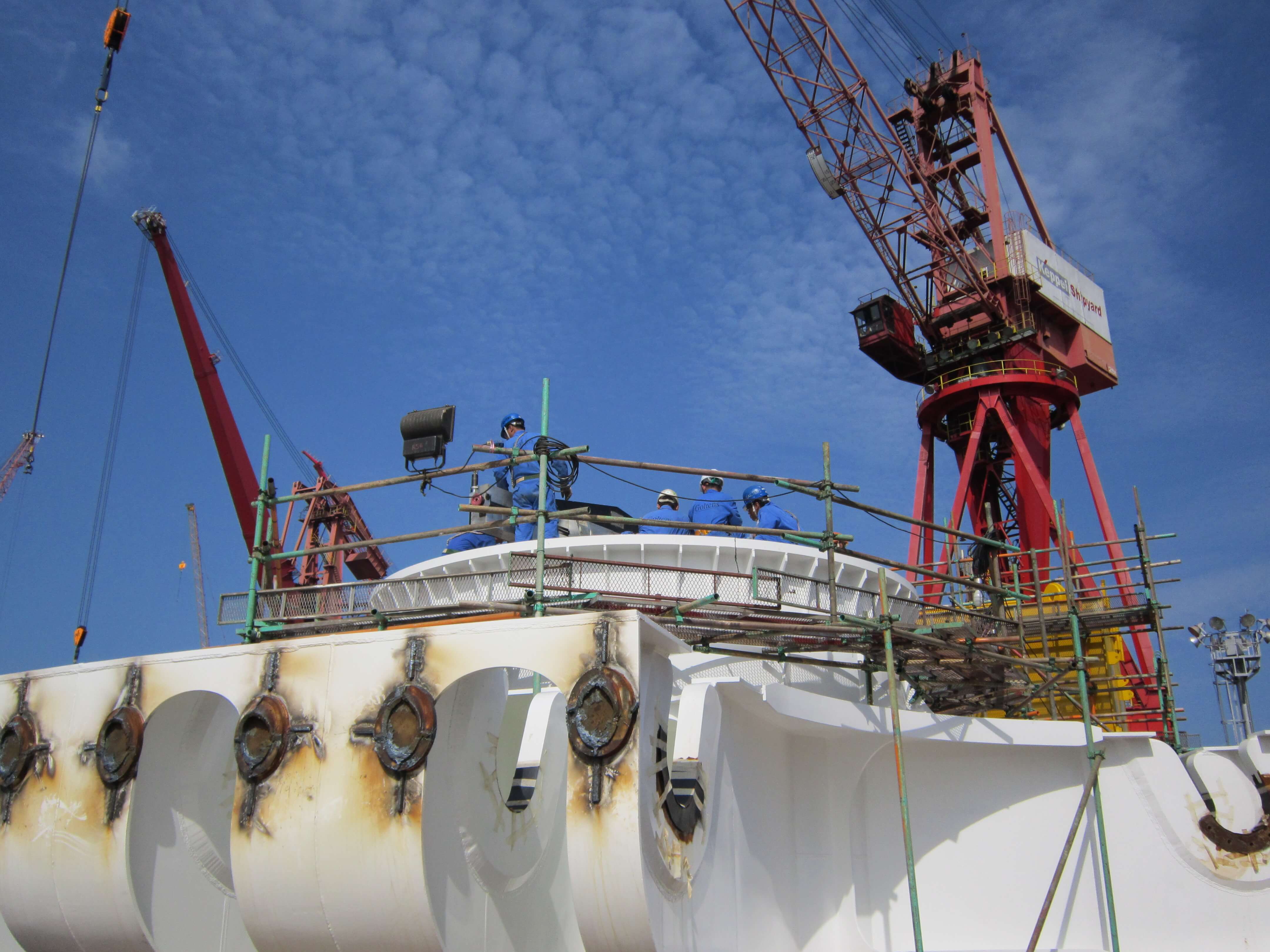 Installation of In-Situ machining tools on the chain table onboard the FPSO conversion vessel