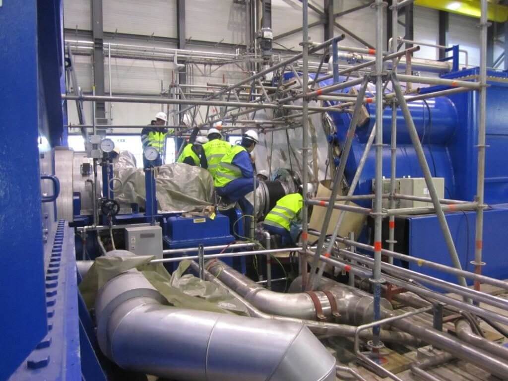 Turbine journal machining in progress