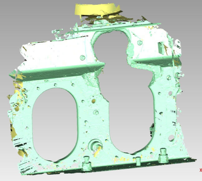 3D Laser Scan of damaged Mitsubishi-MAN 6L 40/45 engine block
