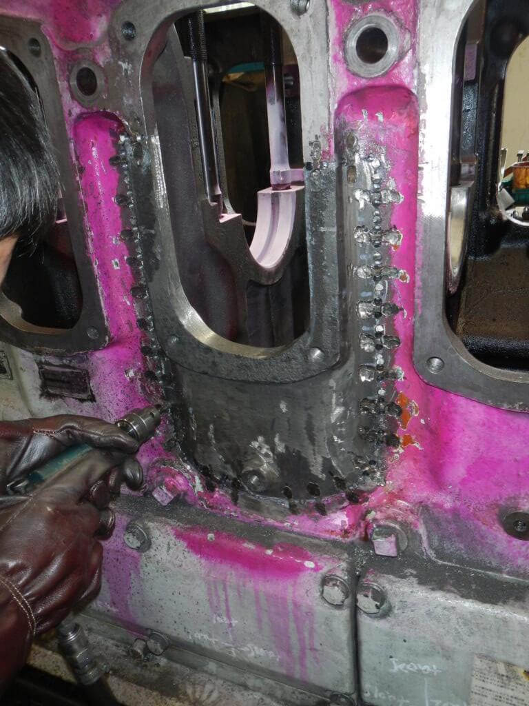 Yanmar engine block repair by Goltens