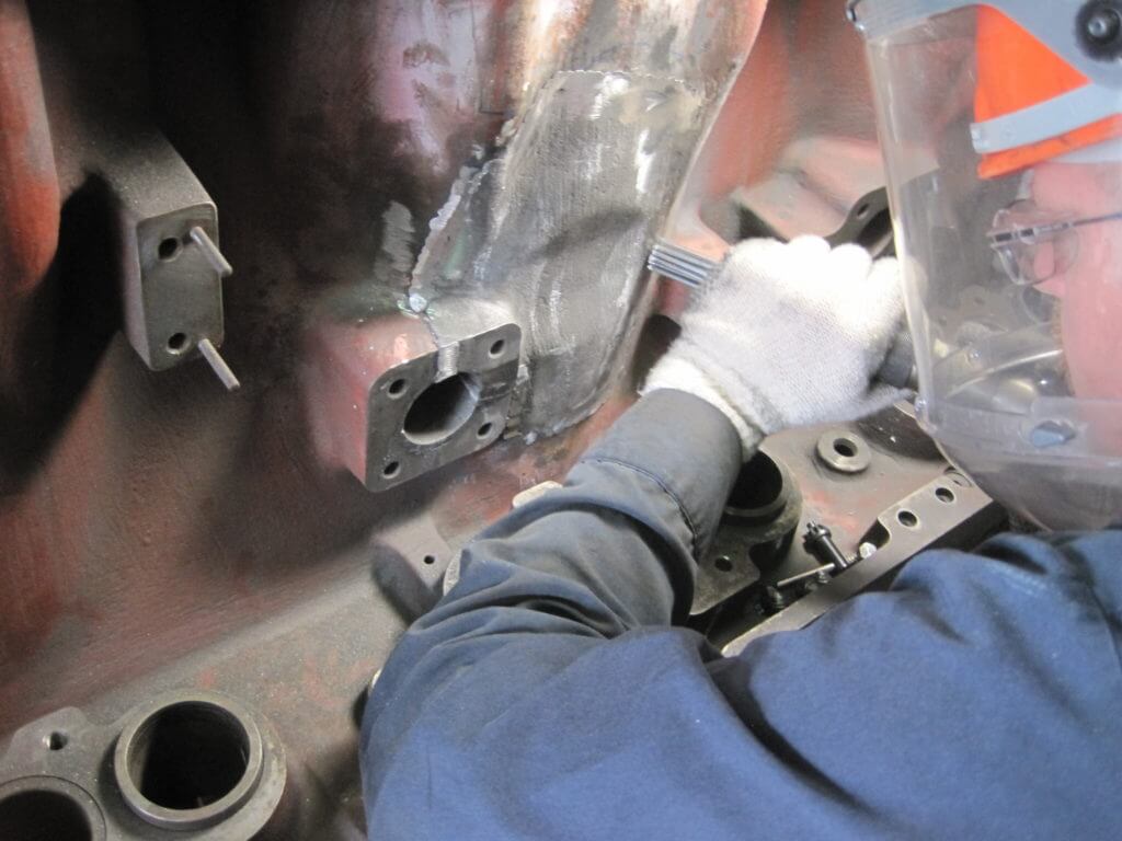 Cast Iron Repair / Engine Block Repair - Preparing the stitch repair for the lock