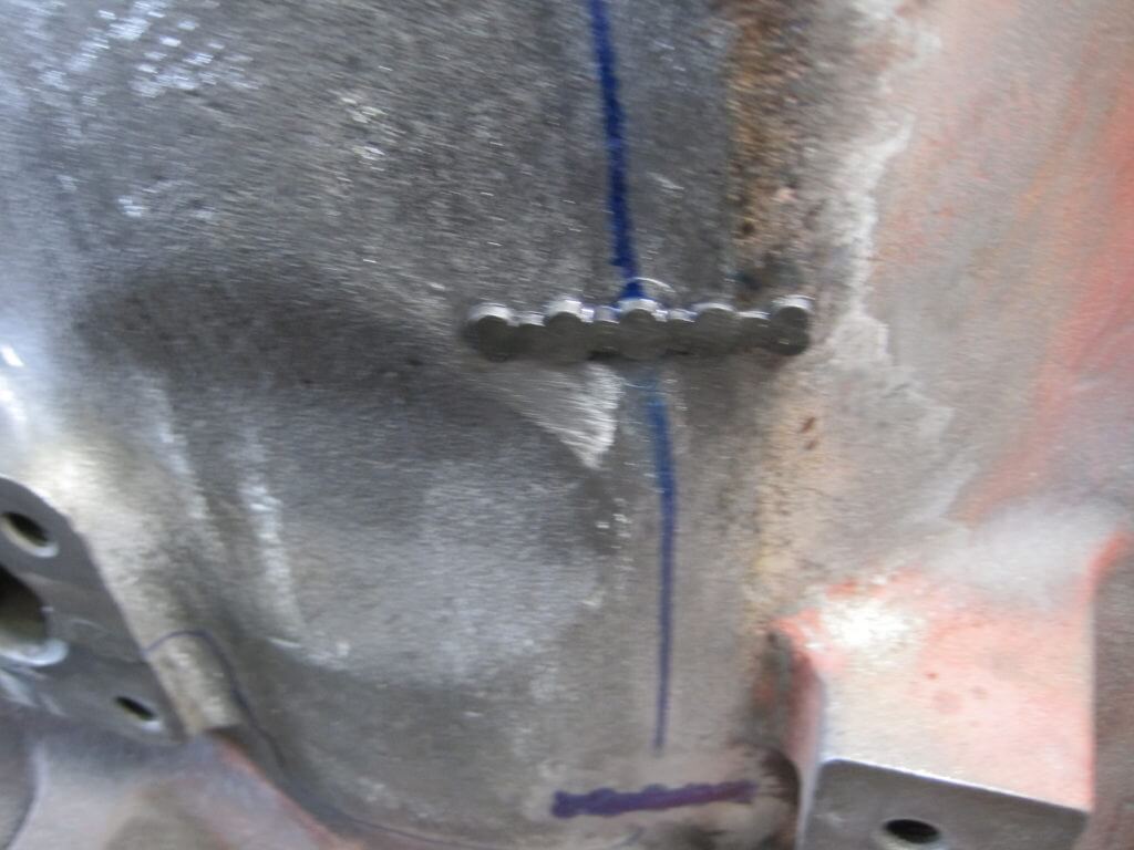 Cast Iron Repair/ Engine Block Repair- Metal Lock installed across stitch repair