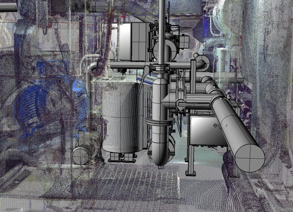 BWT System model overlaid on scan results