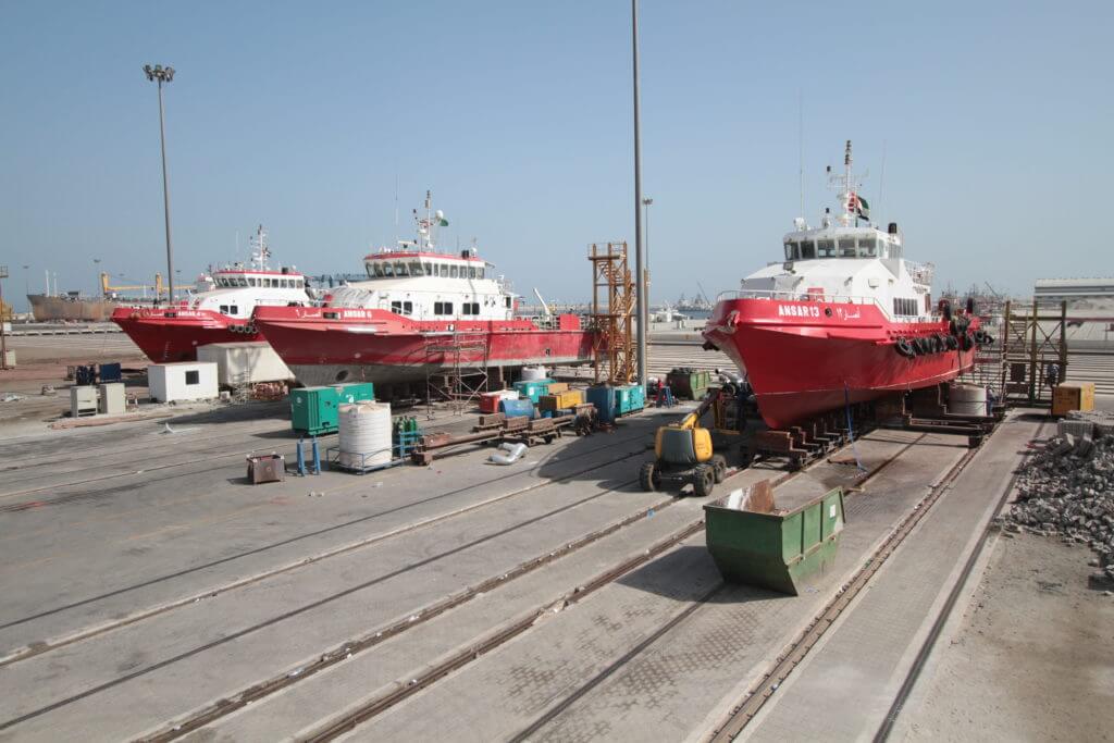 The three ANSAR vessels docked by Goltens side by side in DMC