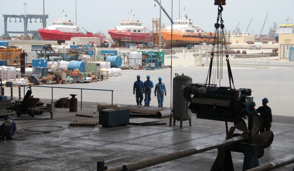 View of Ansar 4 dry docked by Goltens