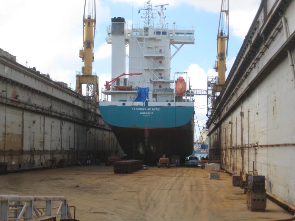 Seaboard Atlantic in drydock for BWT retrofit by Goltens