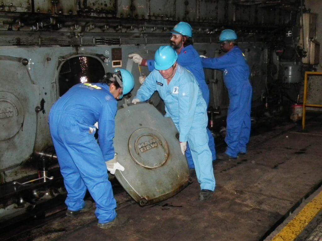 Disassembly of one of the MAN B&W engines