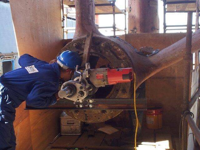Goltens technicians Line Boring port side stern tube