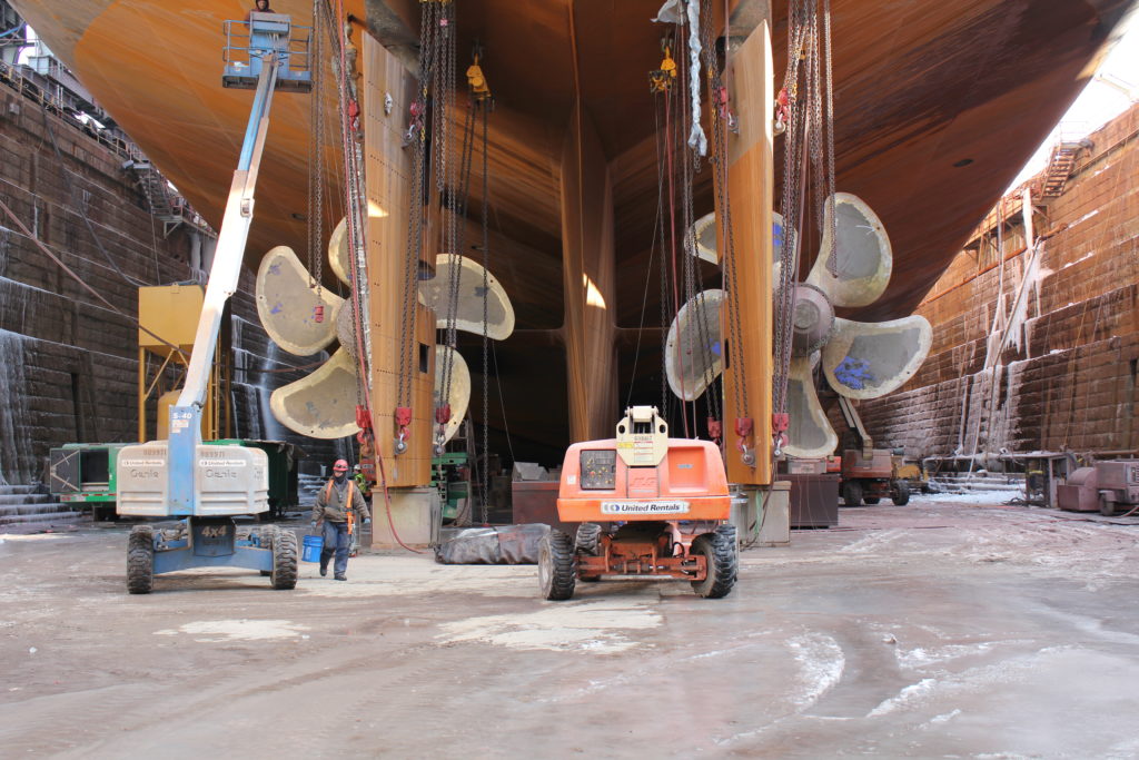 USNS Soderman (T-AKR-317) in drydock in Boston