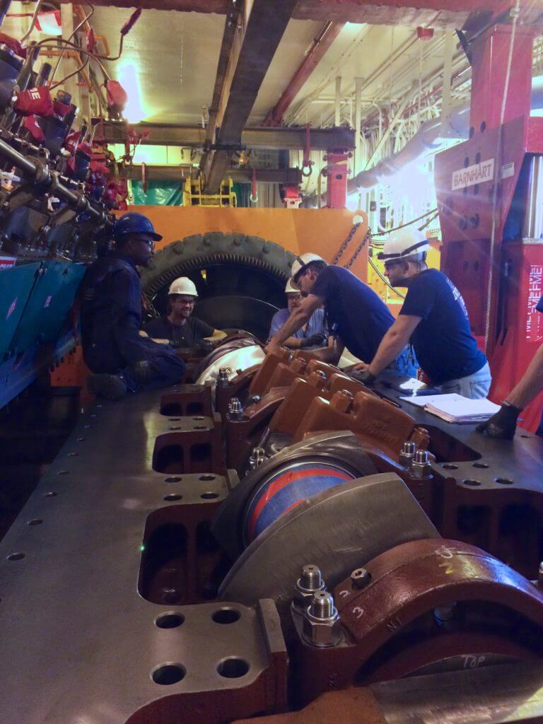 Goltens rigging flywheel into position on a nuclear power plant's emergency backup diesel generator