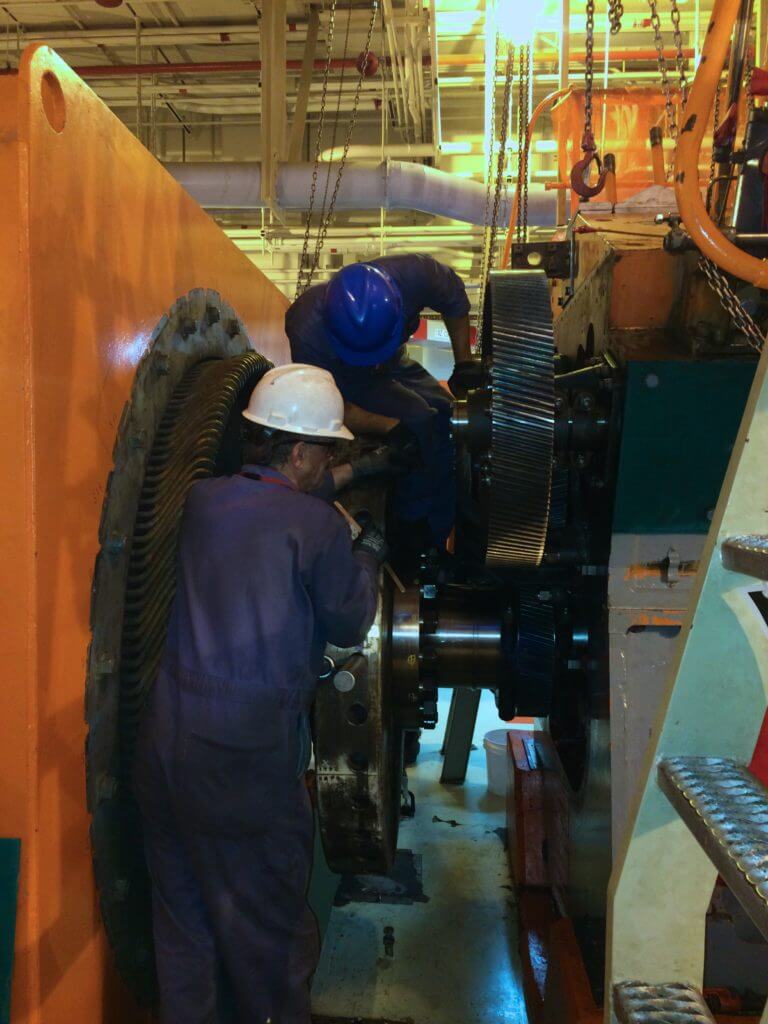Installing Worthington crankshaft in emergency backup diesel generator at nuclear power plant