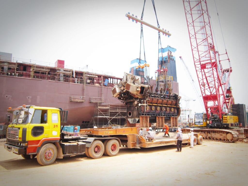 Loading block for transport to yard workshop